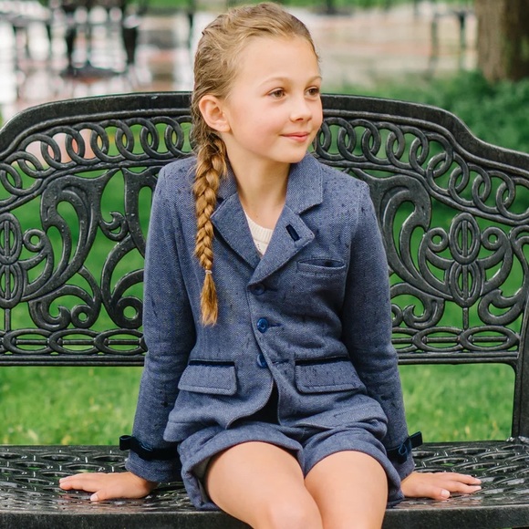 Jacquard organic cotton blazer and shorts matching set - Picture 1 of 10